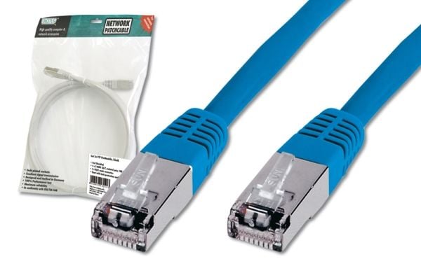 DIGITUS Premium - Liitäntäkaapeli - RJ-45 (han) til RJ-45 (han) - 3 m - SFTP - CAT 5e - booted - blå - blå