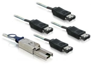 Delock - SATA/SAS-kabel - 4-spors - eSATA (hunn) til 26-pin 4x Shielded Mini MultiLane SAS (SFF-8088) (hann) - 1 m