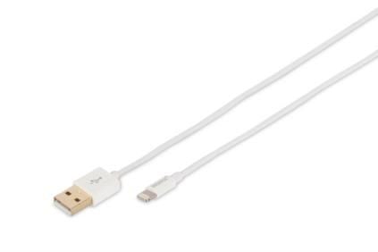 Digitus DB-600106-010-W, 1 m, Lightning, USB A, Valkoinen, Suora, Suora