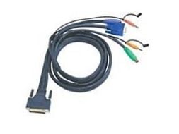 ATEN - Tastatur / video / mus / lydkabel - PS/2, HD-15 (VGA), monominijakk, mini-phone stereo 3.5 mm (hann) til DB-25 (hann) - 1.8 m - svart - for ...