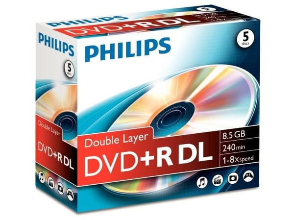 Philips DR8S8J05C - 5 x DVD+R DL - 8.5 GB (240 min) 8x - CD-eske