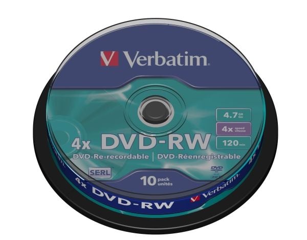 Verbatim DataLifePlus - 10 x DVD-RW - 4.7 GB 4x - matt sølv - spindel