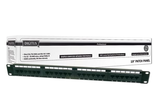DIGITUS Professional DN-91624U - Koblingspanel - CAT 6 - UTP - RJ-45 X 24 - 1U - 19"