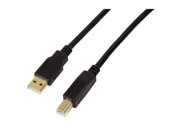 LogiLink UA0264, 10 m, USB A, USB B, USB 2.0, Hankjønn/hankjønn, Sort