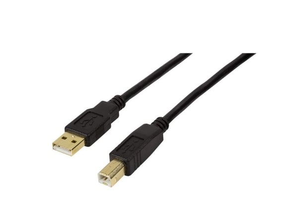 LogiLink UA0265, 15 m, USB A, USB B, USB 2.0, Hankjønn/hankjønn, Sort