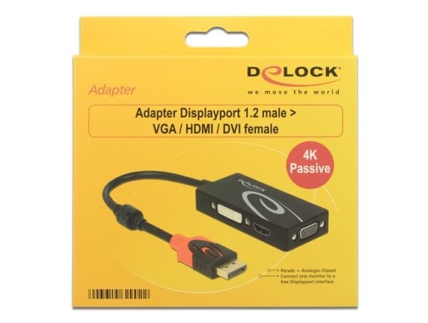 Delock - Videotransformator - DisplayPort - DVI, HDMI, VGA - sortering - detailsalg