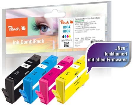 Peach Combi-Pack H934/H935 - 4-pack - S - svart, gul, cyan, magenta - kompatibel - gjenfabrikert - blekkpatron (alternativ for: HP 934, HP 935) - f...
