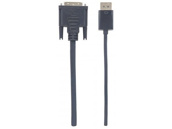 Manhattan 152136, 3 m, DisplayPort, DVI-D, Hankjønn, Hankjønn, Rett