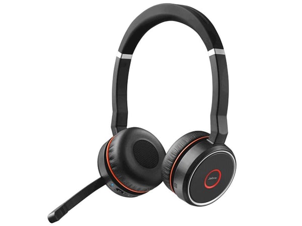 Jabra Evolve 75 MS Stereo - Hodesett - on-ear - Bluetooth - trådløs - aktiv støydemping - USB - Certified for Skype for Business