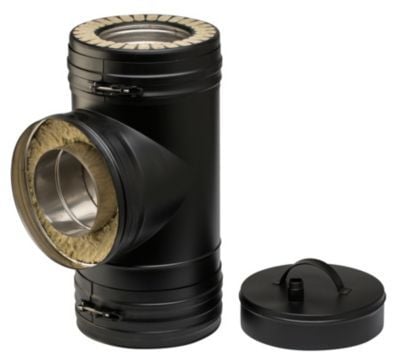 Wood 150/250mm t-stykke 90° - med prop Metalbestos
