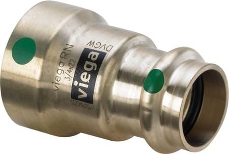 VIEGA Megapress overgangsstykke til drikkevand - til mellem galv.stålrør og Sanpress Inox. Fremstillet i rødgods. SC 35 mm x 1.1/4" Megap.