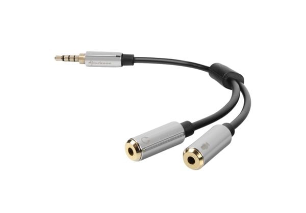 Sharkoon PMP35 - Audioadapter - 4-polsminijakk hann til mini-phone stereo 3.5 mm hunn - 12 cm