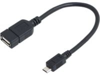 LogiLink AA0035, 0,2 m, Micro-USB B, USB A, USB 2.0, Hankjønn/hunkjønn, Sort