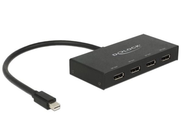 Delock Displayport 1.2 Splitter 1 x mini Displayport in > 4 x Displayport out 4K - Video/lyd-splitter - 4 x DisplayPort - stasjonær