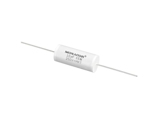 Monacor MKTA-100, Film, Sylindriske, Hvit, 10000 nF, 250 V, 46 mm