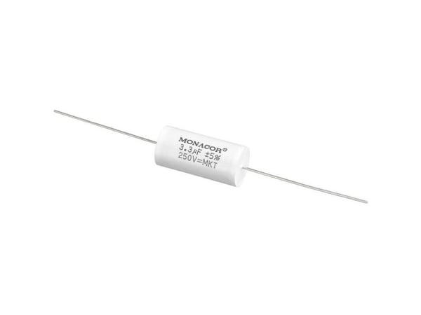 Monacor MKTA-33, Film, Sylindriske, Hvit, 3300 nF, 250 V, 31 mm