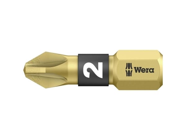 Wera 05056702001, 1 stykker, Pozidriv, PZ 2, 25 mm, 25,4 / 4 mm (1 / 4"), Sekskantet