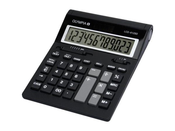 Olympia LCD 612 SD, Desktop, Grunnleggende, 12 sifre, 1 linjer, Sort