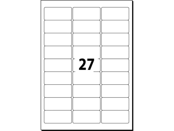 Sigel LA210, Hvit, Avrundet rektangel, Avtakbar, 63,5 x 29,6 mm, A4 (210x297 mm), Universal