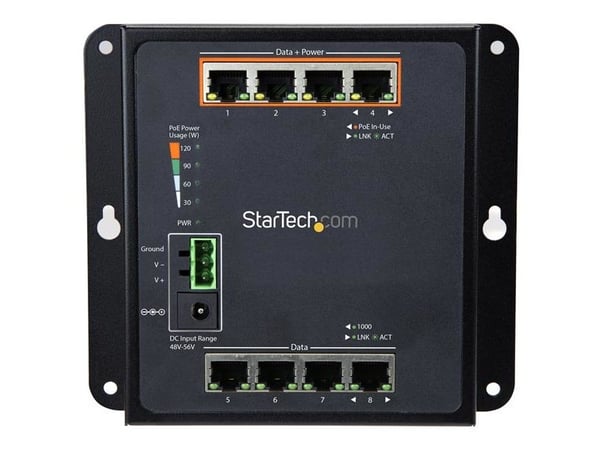 Startech Industrial 8 Port Gigabit PoE Switch, 4 x PoE+ 30W, Power Over Ethernet, Hardened GbE Layer/L2 Managed Switch, Rugged High Power Gigabit N...