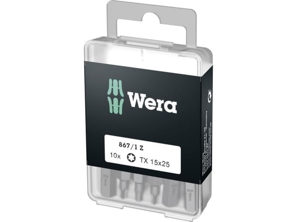 Wera 867/1 DIY SiS, 10 stykker, Torx Plus, TX15, Rustfritt stål, CE, GS, DVE, 25 mm