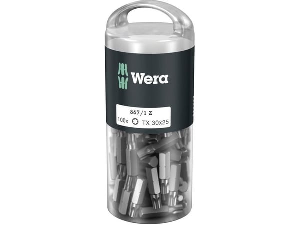 Wera 05072451001, 100 styck, Torx, TX 30x25, 25 mm, 25,4 / 4 mm (1 / 4"), Hexagonal