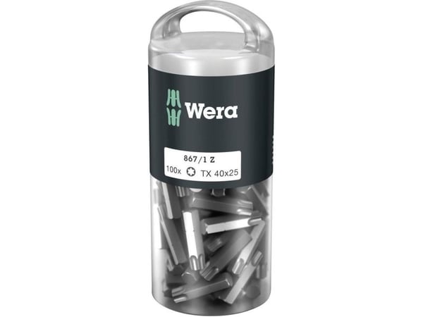 Wera 867/1 Z TORX® DIY 100 SiS 3566990 Torxbit T 40 Verktygsstål Legering, slitstarkt D 6.3 100 st