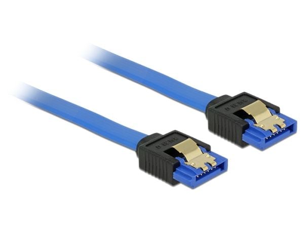 Delock - SATA-kabel - Serial ATA 150/300/600 - SATA(R) til SATA(R) - 10 cm - hasp - blå