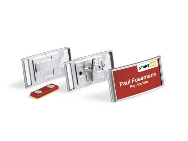 DURABLE CLASSIC - Navneskiltholder - for 34 x 74 mm - magnet - sølv (en pakke 10)