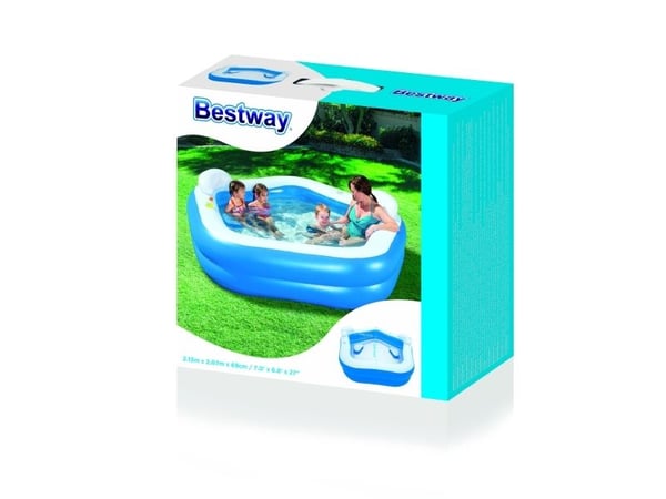 Bestway 54153, Oppblåsbart basseng, 575 l, Femkantet, 3 år, Vinyl, Blå, Hvit
