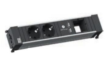 Bachmann 909.0056, Modulaarinen, Alumiini, Musta, 2 AC-pistorasia(a), Tyyppi F