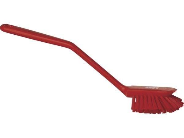 Opvaskebørste, Vikan, 28x6x5,5cm, rød, polyester/PP/rustfrit stål, medium