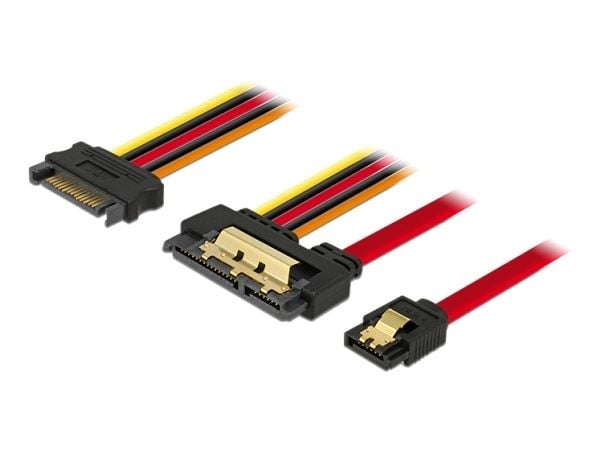 Delock - SATA-kabel - Serial ATA 150/300/600 - SATA-kombo (R) til SATA, SATA-strøm - 30 cm - låst