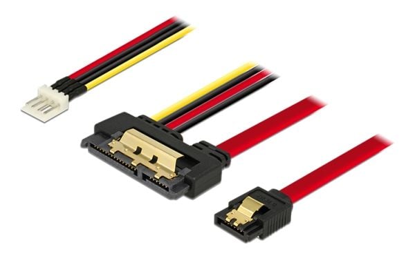 Delock - SATA-kabel - Serial ATA 150/300/600 - SATA-kombo (R) til 4-pin mini-strømkontakt, SATA - 30 cm - låst
