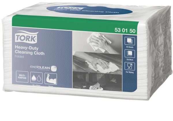 Tork avtorkningsduk kraftig W8 1-lagers 385x320 mm vit, 8 pk x 45 st/fp