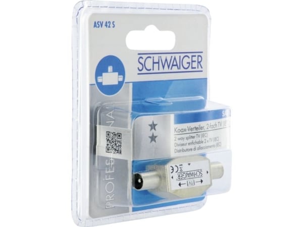 Schwaiger ASV42S 531, Kaapelin jakaja, 75 O, 5 - 1000 MHz, Hopea, Metalli, 1 kpl