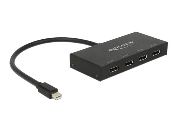 Delock Displayport 1.2 Splitter 1 x mini Displayport in > 4 x Displayport out 4K - Video/lyd-splitter - 4 x DisplayPort - stasjonær