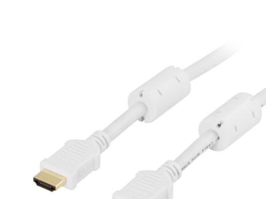 DELTACO HDMI-1030A - HDMI-kabel med Ethernet - HDMI hann til HDMI hann - 3 m - hvit