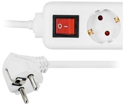 Deltaco GT-124, 1,5 m, Muovi, Valkoinen, 6 AC-pistorasia(a), 250 V, 50 - 60 Hz