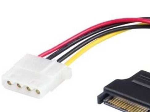 Deltaco Virta-adapteri kiintolevyille, 4-pin Sarja ATA virtaliitokseen, 0,3 m, Molex (4-pin), SATA 15-pinninen