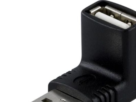 DELTACO - USB-adapteri - USB (han) til USB (hun) - 90° stikforbindelse - sortti