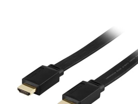 DELTACO - HDMI-kabel med Ethernet - HDMI hann til HDMI hann - 5 m - svart - flat