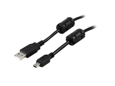 USB 2.0 kaapeli TypeA Type MiniB ferriittivärit 2m musta