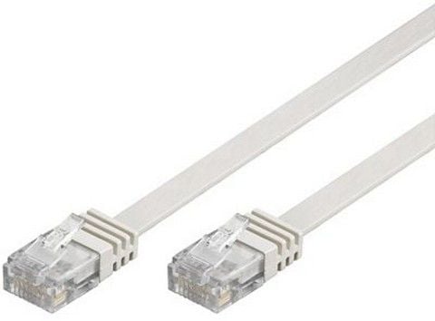 DELTACO TP-61V-FL - Koblingskabel - RJ-45 (hann) til RJ-45 (hann) - 1 m - UTP - CAT 6 - formstøpt, flat - hvit