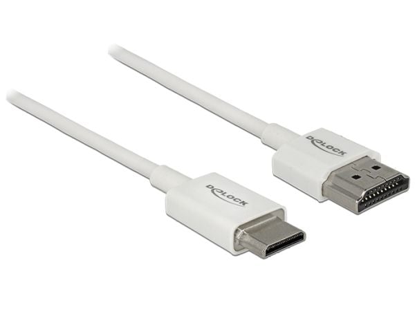 Delock High Speed HDMI with Ethernet - HDMI-kabel med Ethernet - HDMI hann til 19 pin mini HDMI Type C hann - 50 cm - trippel beskyttelse - hvit - ...