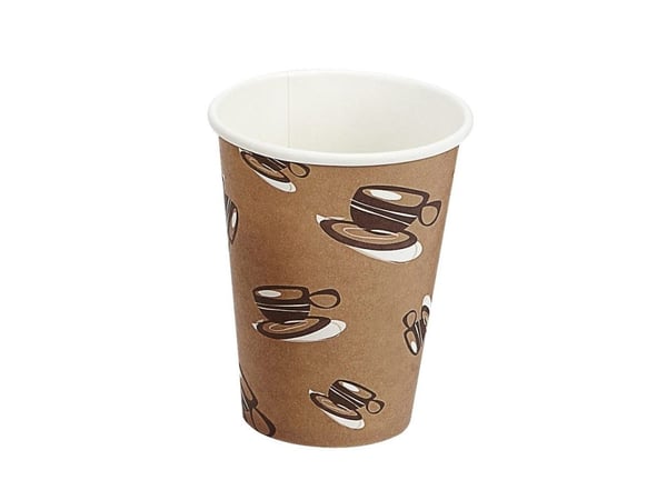 Kaffebæger, Papir + PE, brun, 12 oz karton a 1000 stk, palle 15 kartoner Single wall, Fødevaregodken