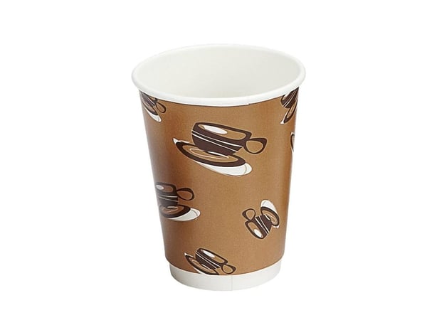 Kaffebæger, Papir + PE, brun, 12 oz karton a 500 stk, palle 12 kartoner Double wall, Fødevaregodkend