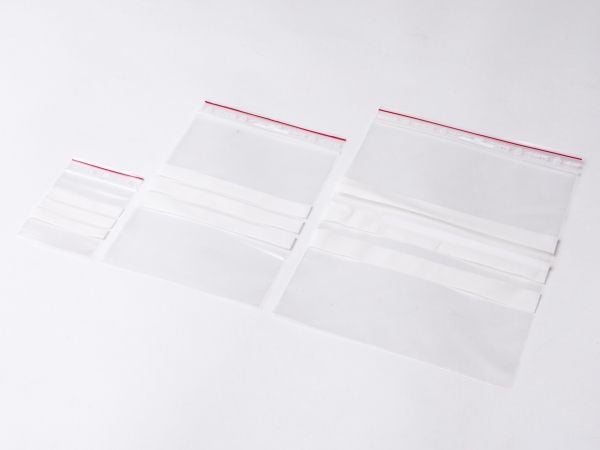 Lynlåspose, Grippie, 50 µm, 100 x 150 mm LD-PE, Transparent, med skrivefelt lynlåslukning, pakke a 1