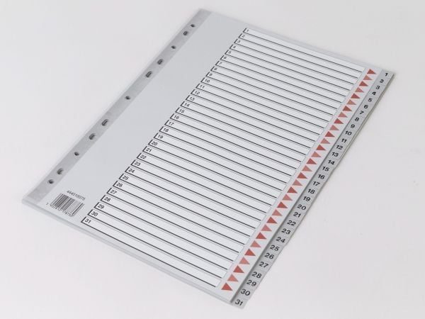 Plastregister Q-Line A4 1-31 grå m/kartonforblad - (10 stk.)