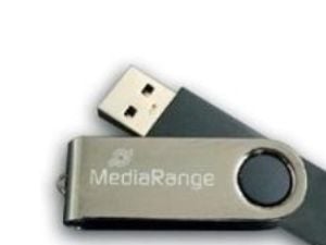 MediaRange MR907, 4 GB, USB Type-A / Micro-USB, 2.0, 13 MB/s, Taittuva, musta, Hopea